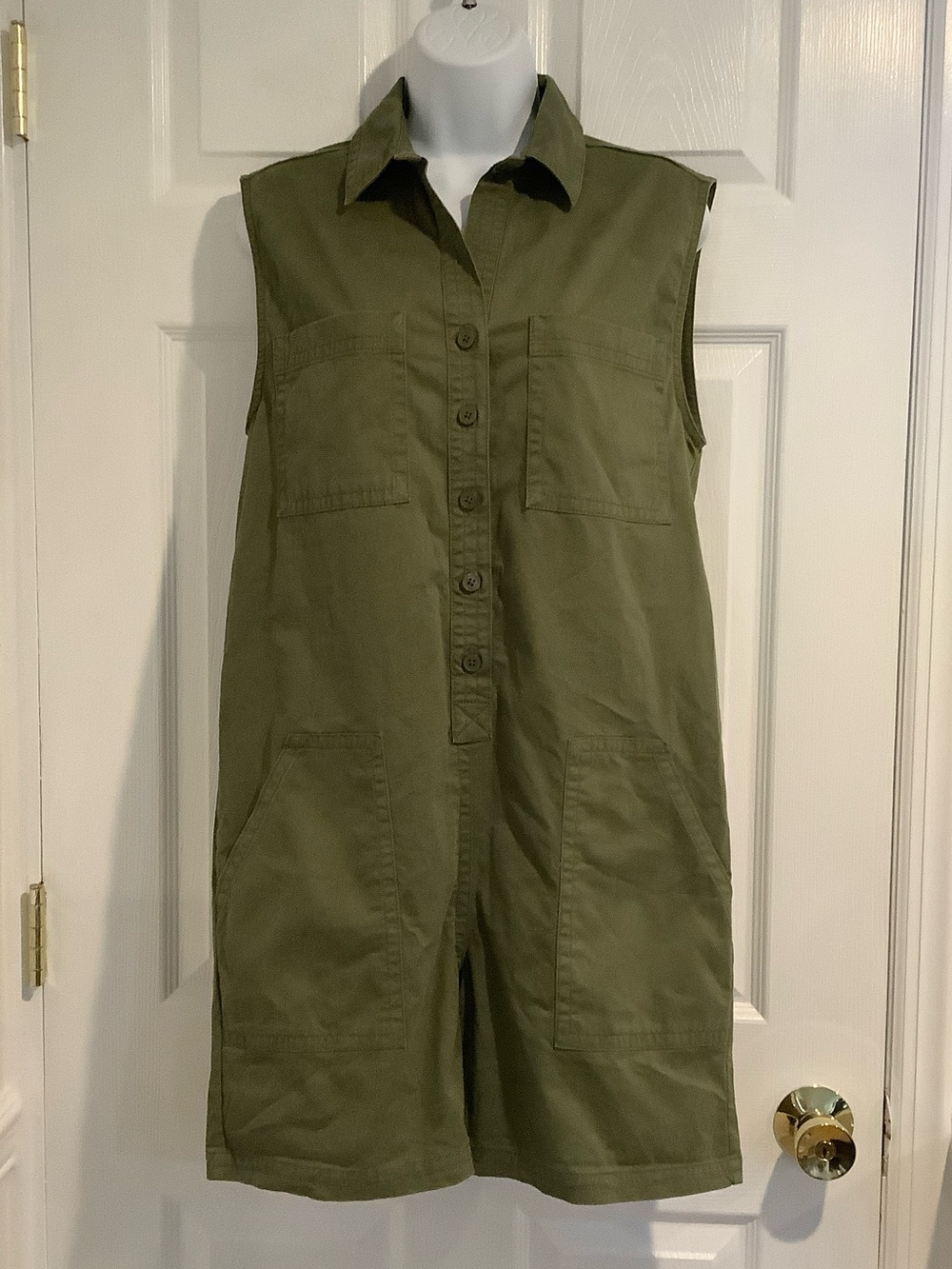 BANANA REPUBLIC Green Oversized Cotton Safari Coastal Minimalist Fall Romper XS